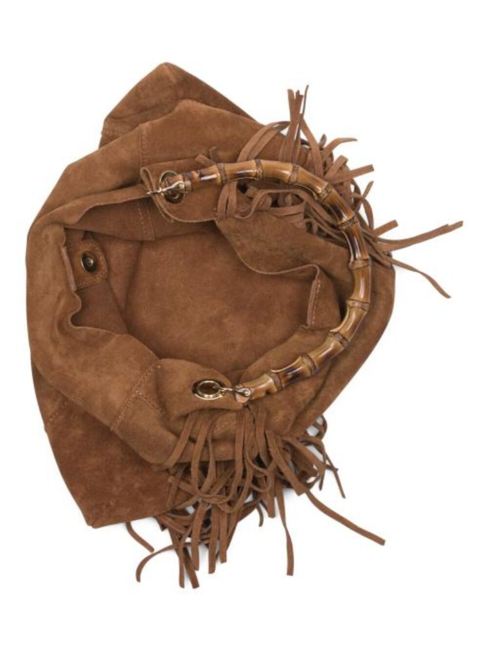 MARLON Made In Italy Suede Fringe Hobo With Handle - Picture 2 of 4